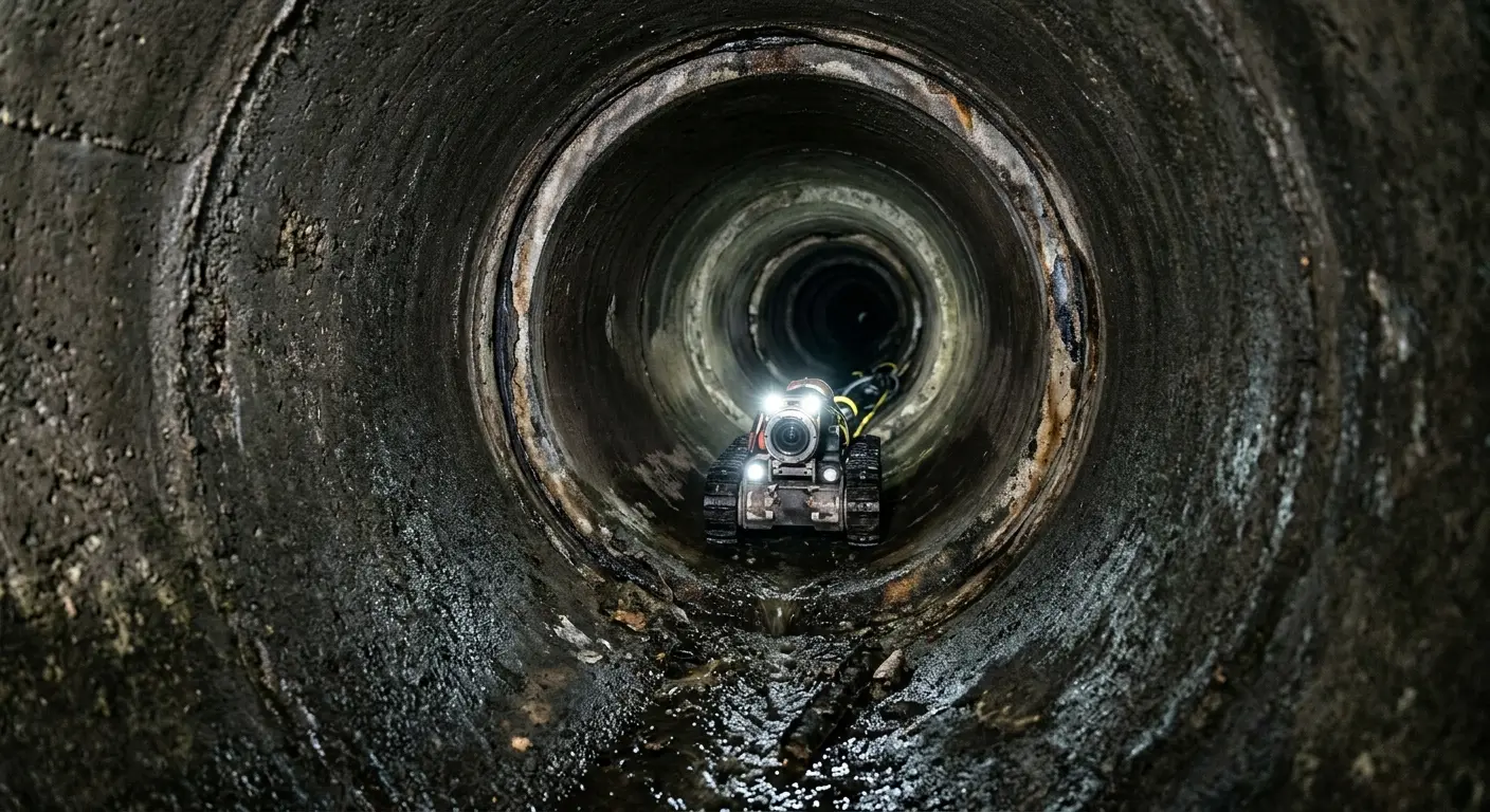 Robotic sewer camera inspecting pipe interior for Drain Snake Service in Van Alstyne